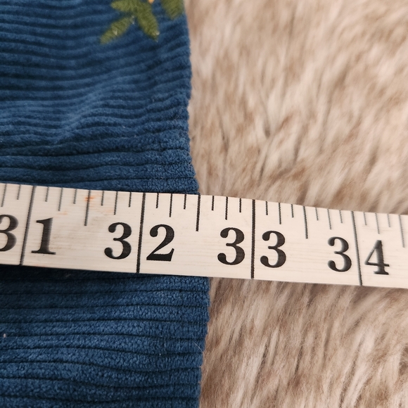 Cider Blue Corduroy Embroidered Floral Long Sleeve Mini Dress Women's Size Small - Picture 10 of 10